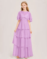 Lilac Chiffon A-line Junior Bridesmaid Dress Front View