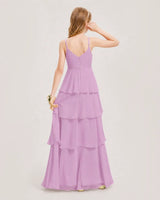 Lilac Chiffon A-line Junior Bridesmaid Dress Back View