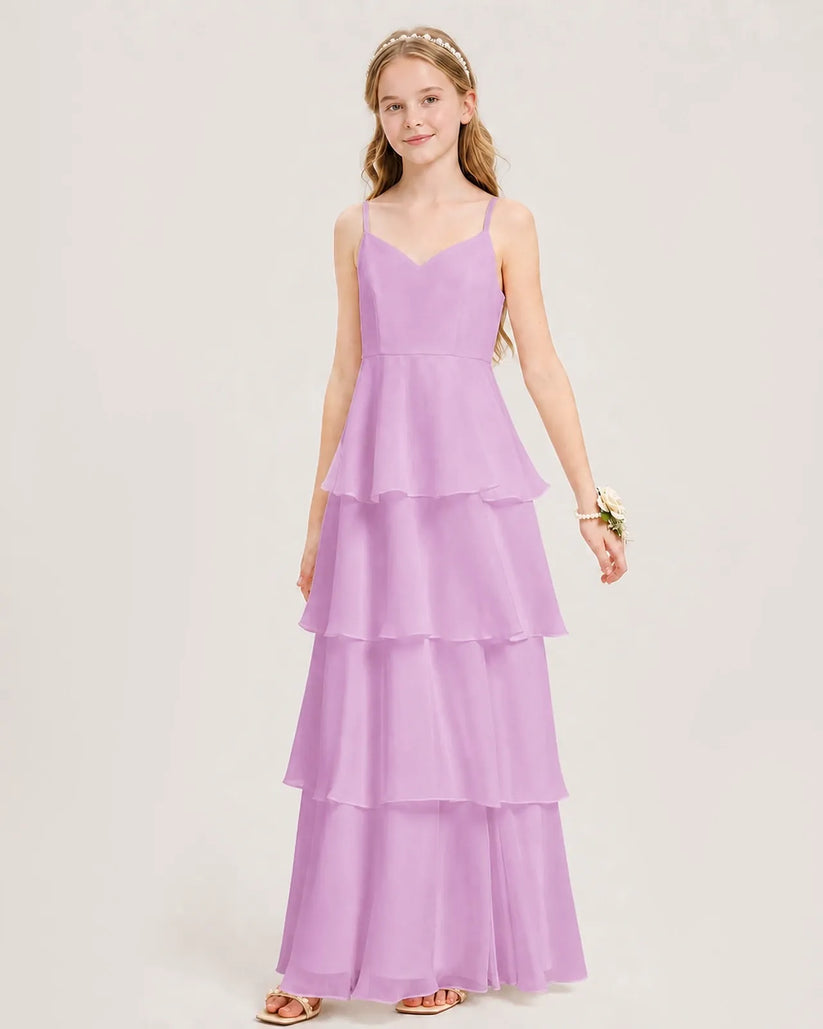 Lilac Chiffon A-line Junior Bridesmaid Dress Front View