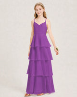 Purple Chiffon A-line Junior Bridesmaid Dress Front View