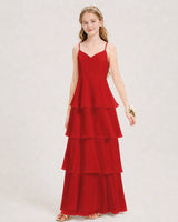 Red Chiffon A-line Junior Bridesmaid Dress Front View