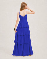 Royal Blue Chiffon A-line Junior Bridesmaid Dress Back View