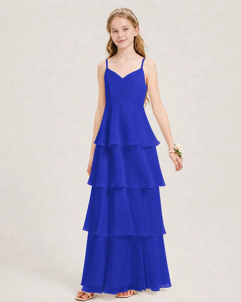 Royal Blue Chiffon A-line Junior Bridesmaid Dress Front View