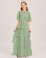 Sage Green Chiffon A-line Junior Bridesmaid Dress Front View