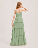 Sage Green Chiffon A-line Junior Bridesmaid Dress Back View