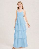 Sky Blue Chiffon A-line Junior Bridesmaid Dress Front View