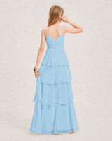 Sky Blue Chiffon A-line Junior Bridesmaid Dress Back View