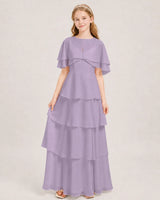 Wisteria Chiffon A-line Junior Bridesmaid Dress Front View