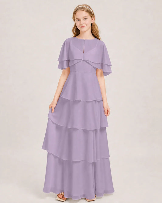 Wisteria Chiffon A-line Junior Bridesmaid Dress Front View