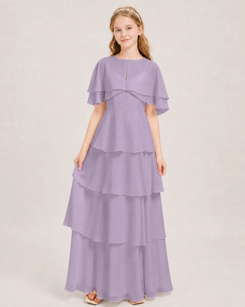 Wisteria Chiffon A-line Junior Bridesmaid Dress Front View