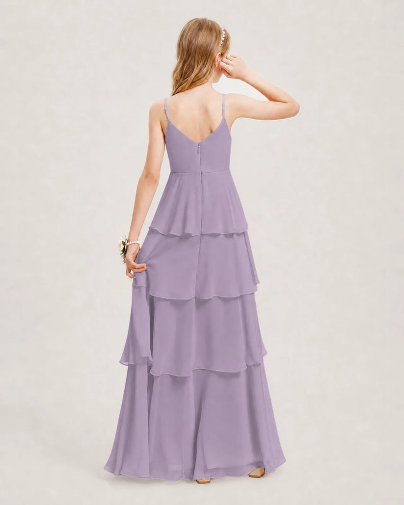 Wisteria Chiffon A-line Junior Bridesmaid Dress Back View