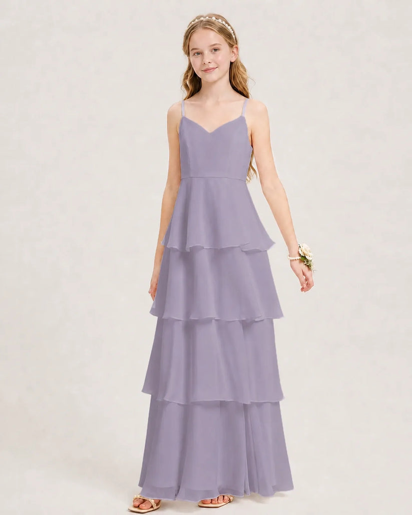 Wisteria Chiffon A-line Junior Bridesmaid Dress Front View