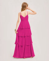 Hot Pink Chiffon A-line Junior Bridesmaid Dress Back View