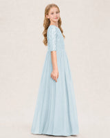 Baby Blue Chiffon A-line Junior Bridesmaid Dress Side View