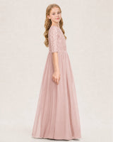 Blush Pink Chiffon A-line Junior Bridesmaid Dress Side View