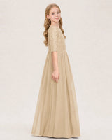 Champagne Chiffon A-line Junior Bridesmaid Dress Side View