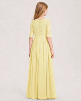 Daffodil Chiffon A-line Junior Bridesmaid Dress Back View