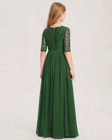 Emerald Green Chiffon A-line Junior Bridesmaid Dress Back View