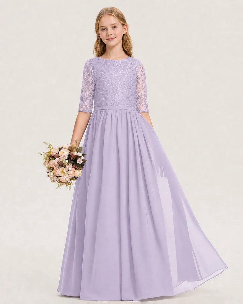 Lavender Chiffon A-line Junior Bridesmaid Dress Front View