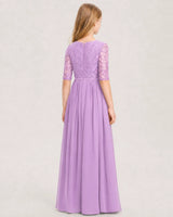 Lilac Chiffon A-line Junior Bridesmaid Dress Back View