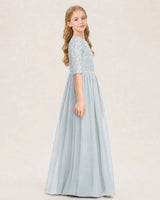 Mist Chiffon A-line Junior Bridesmaid Dress Side View