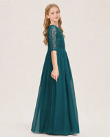Peacock Chiffon A-line Junior Bridesmaid Dress Side View