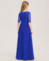 Royal Blue Chiffon A-line Junior Bridesmaid Dress Back View