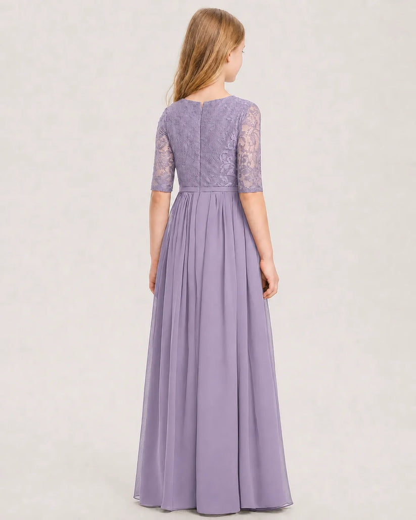 Wisteria Chiffon A-line Junior Bridesmaid Dress Back View