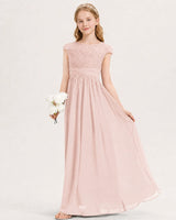 Blush Pink Chiffon A-line Junior Bridesmaid Dress Front View