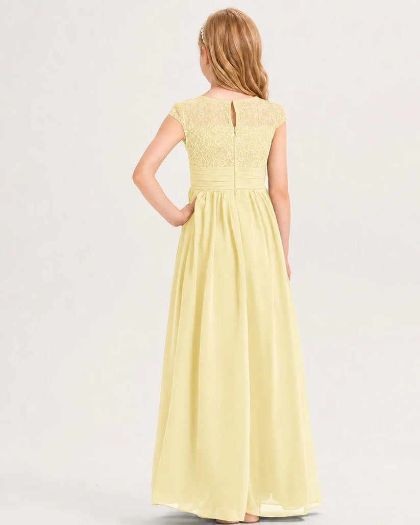 Daffodil Chiffon A-line Junior Bridesmaid Dress Back View