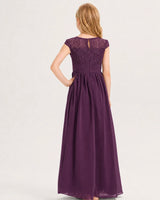 Grape Chiffon A-line Junior Bridesmaid Dress Back View