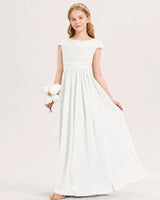 Ivory Chiffon A-line Junior Bridesmaid Dress Front View