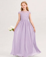 Lavender Chiffon A-line Junior Bridesmaid Dress Front View