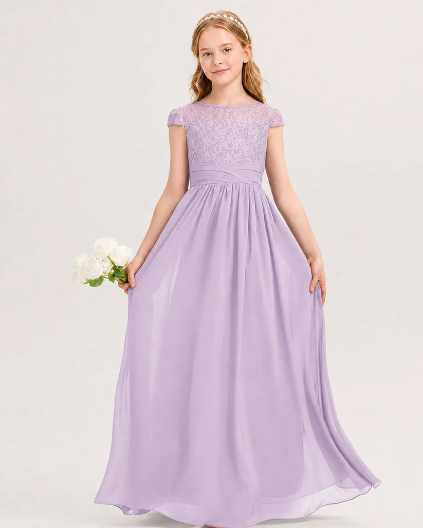 Lavender Chiffon A-line Junior Bridesmaid Dress Front View