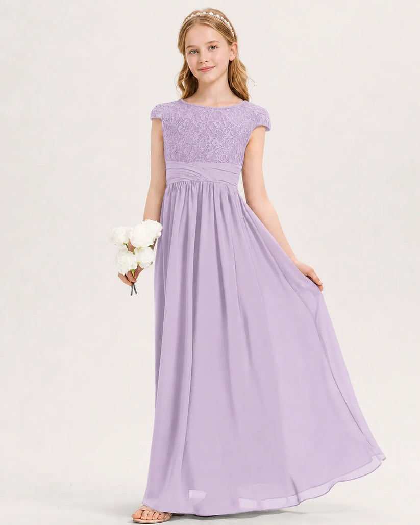 Lavender Chiffon A-line Junior Bridesmaid Dress Front View