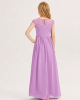 Lilac Chiffon A-line Junior Bridesmaid Dress Back View
