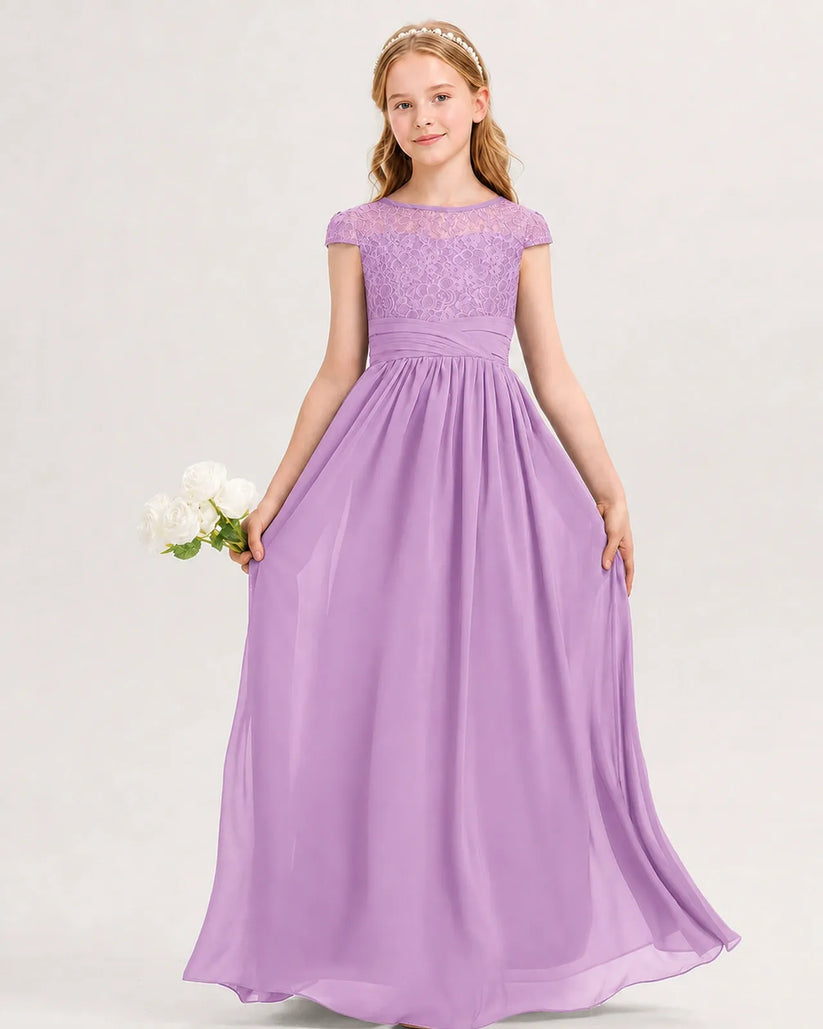 Lilac Chiffon A-line Junior Bridesmaid Dress Front View