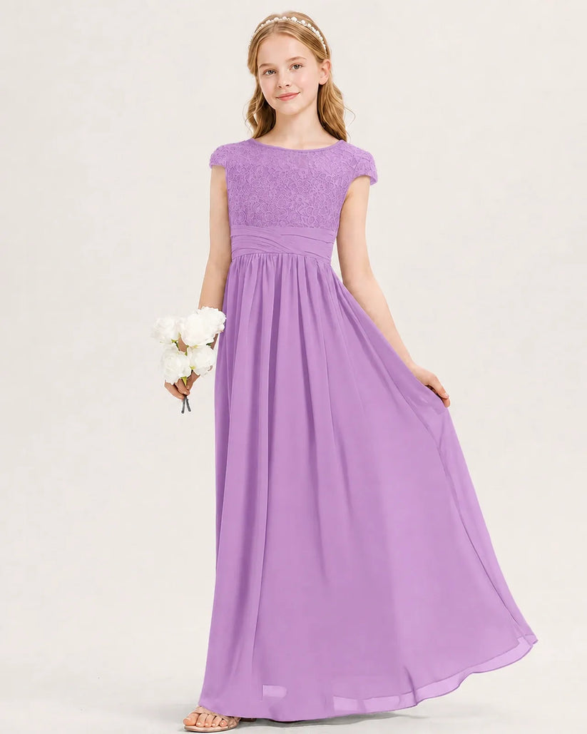 Lilac Chiffon A-line Junior Bridesmaid Dress Front View