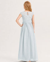 Mist Chiffon A-line Junior Bridesmaid Dress Back View