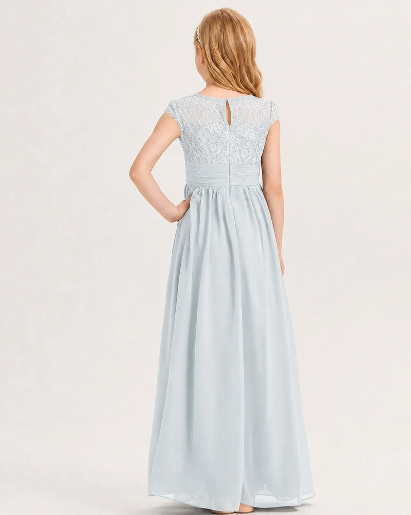 Mist Chiffon A-line Junior Bridesmaid Dress Back View