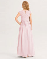 Pink Chiffon A-line Junior Bridesmaid Dress Back View