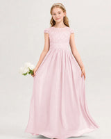 Pink Chiffon A-line Junior Bridesmaid Dress Front View