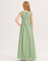 Sage Green Chiffon A-line Junior Bridesmaid Dress Back View