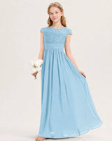 Sky Blue Chiffon A-line Junior Bridesmaid Dress Front View