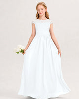 White Chiffon A-line Junior Bridesmaid Dress Front View