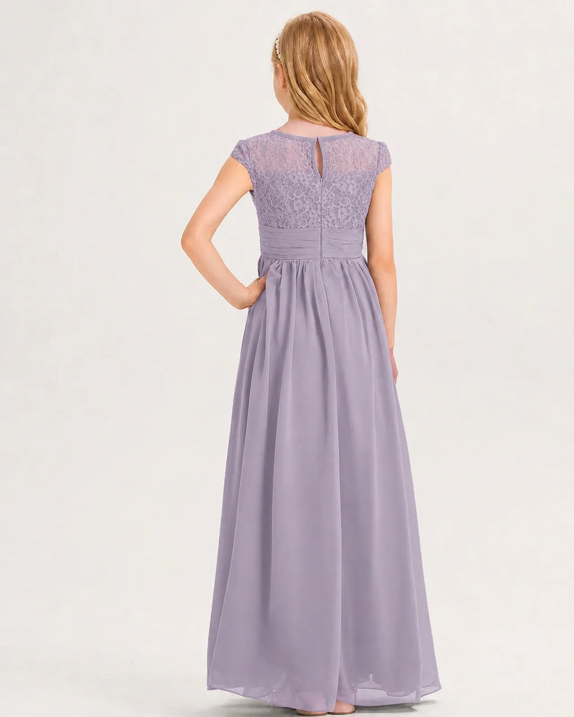 Wisteria Chiffon A-line Junior Bridesmaid Dress Back View