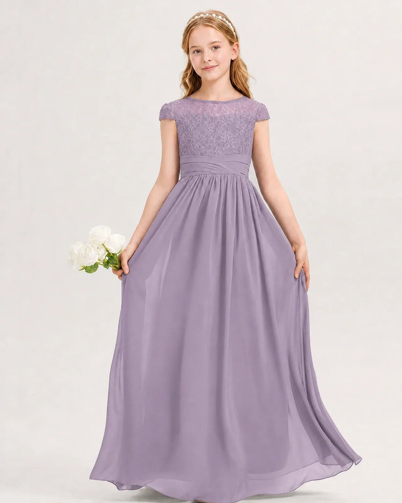 Wisteria Chiffon A-line Junior Bridesmaid Dress Front View