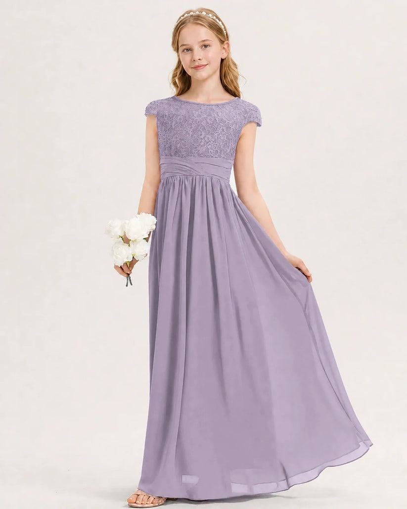 Wisteria Chiffon A-line Junior Bridesmaid Dress Front View