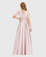 Blush Pink Satin A-line Junior Bridesmaid Dress Back View
