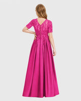 Hot Pink Satin A-line Junior Bridesmaid Dress Back View